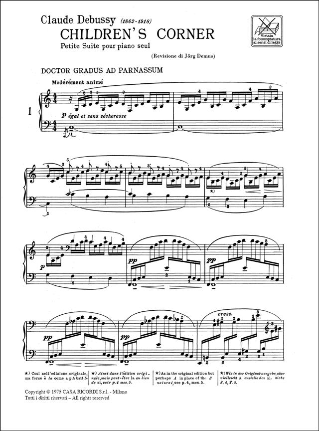 Children's Corner - Petite Suite Pour Piano Seul - pro klavír